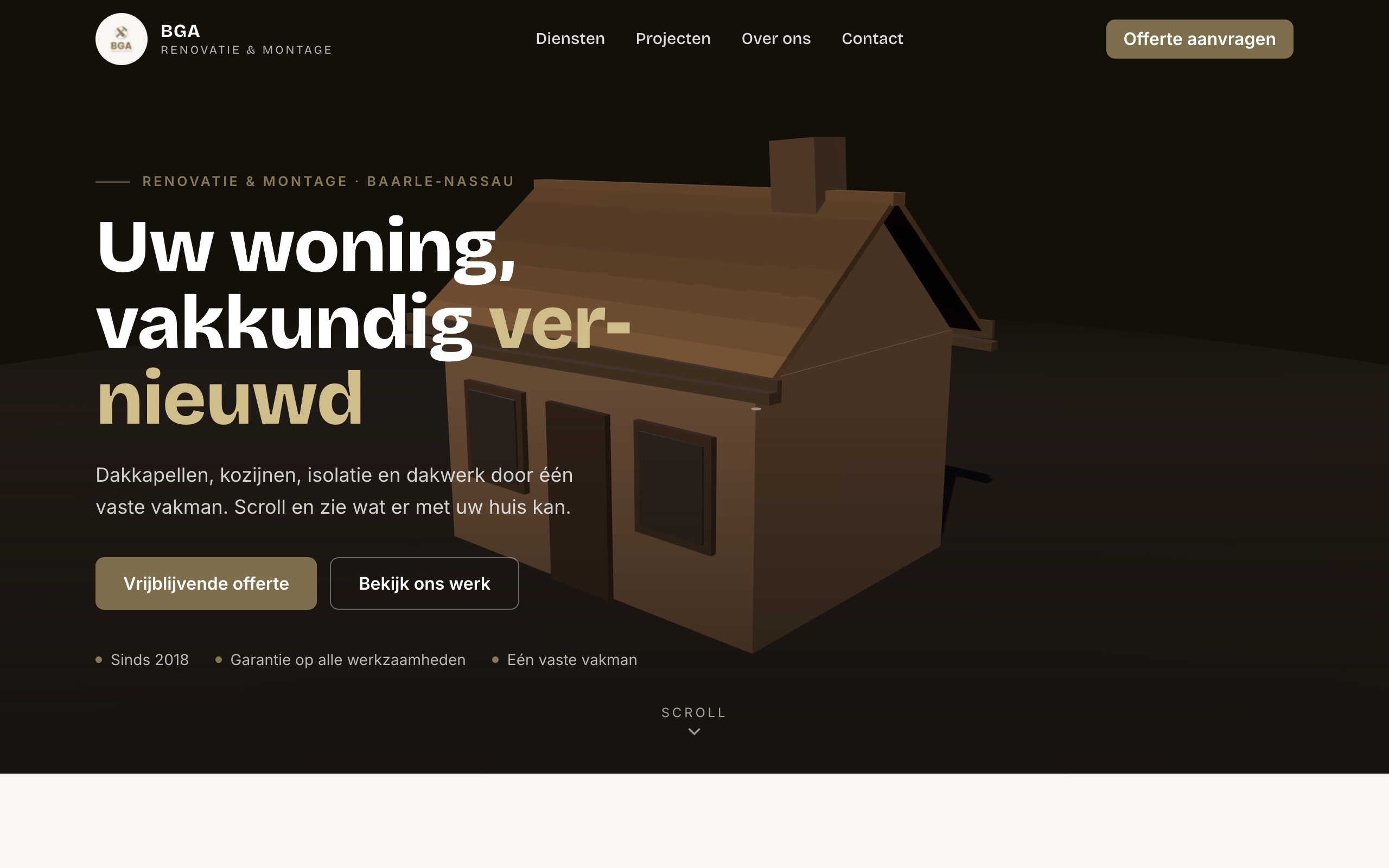 Sectie uit de website die wij maakten voor BGA Renovatie & Montage